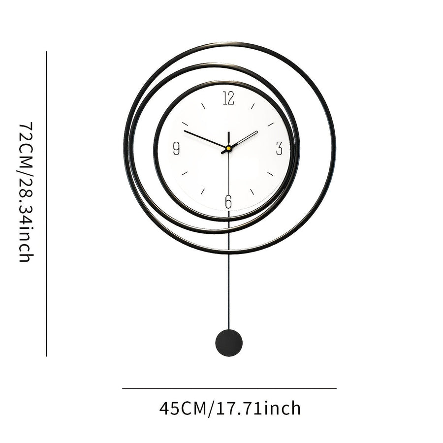 Large Black Metal Wall Clock – 72 × 45 cm