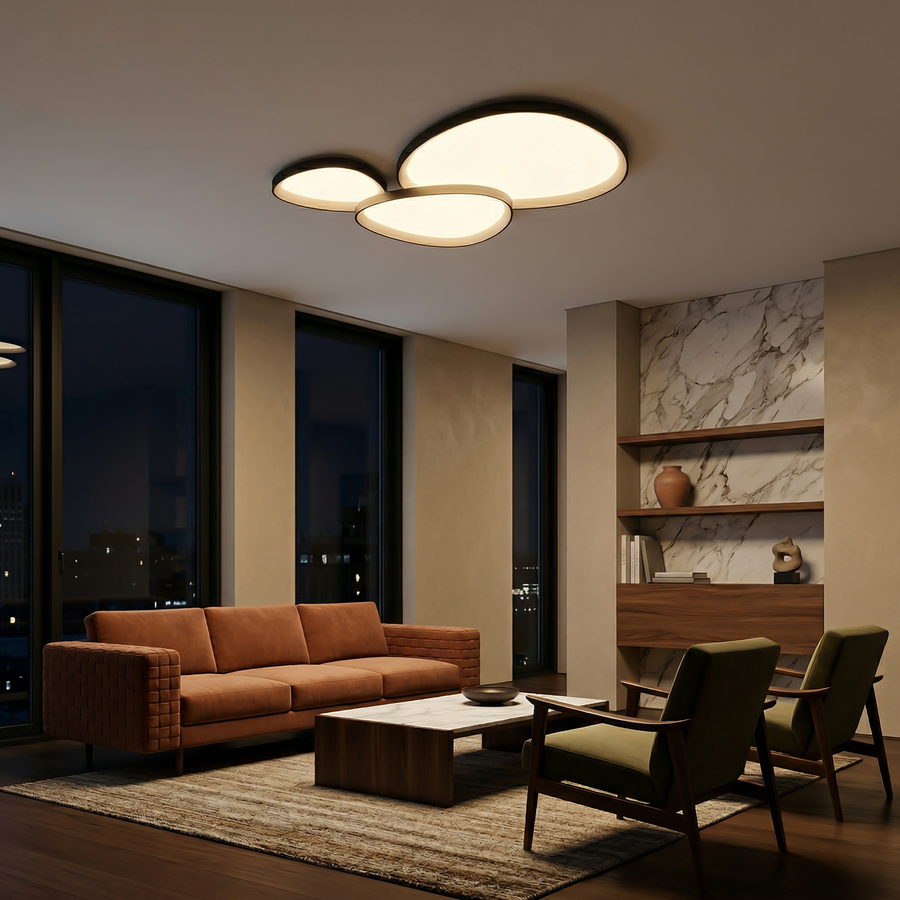 Sculptural LED Ceiling Light – Black or White