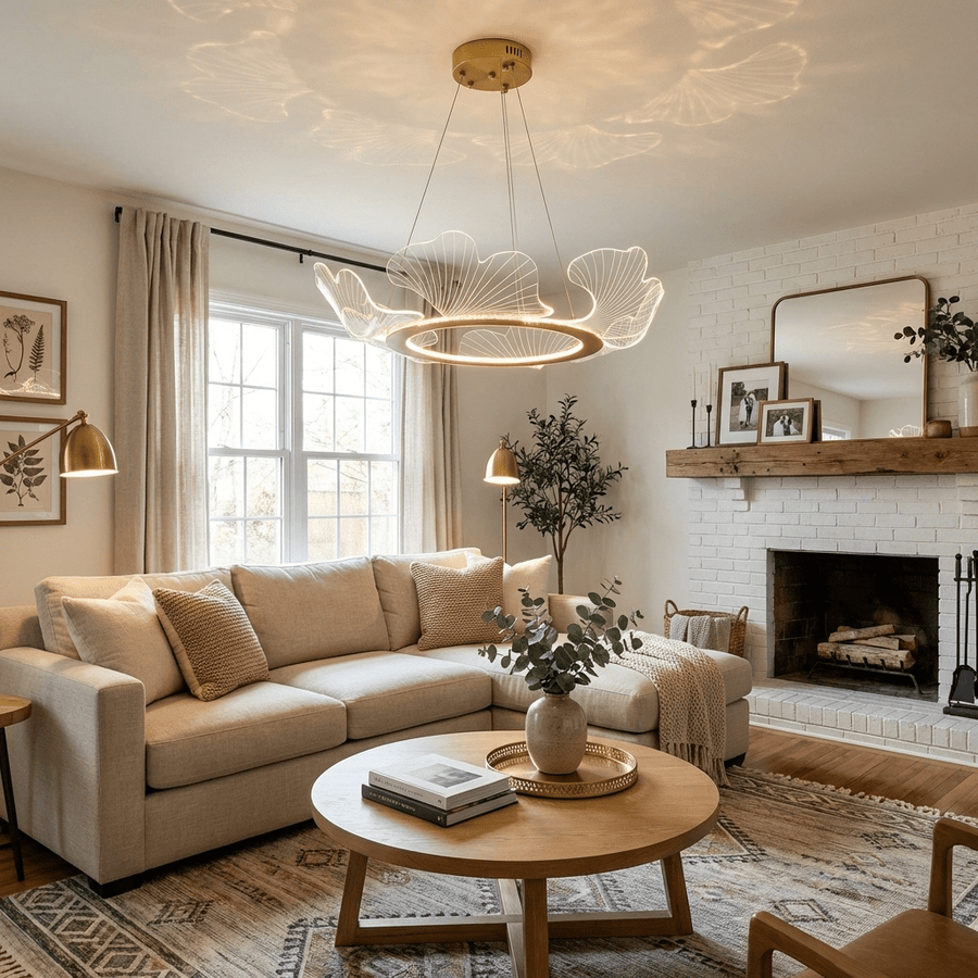 Leaf-Style LED Chandelier with Clear Acrylic – Gold or Silver