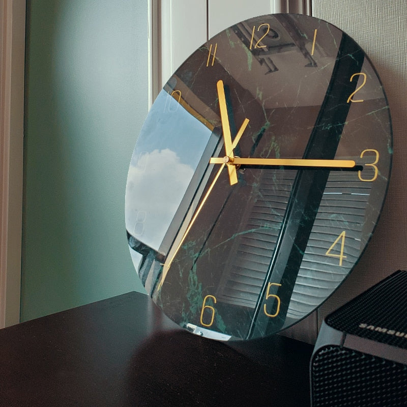 Glass Wall Clock with Artistic Pattern – 30–35 cm