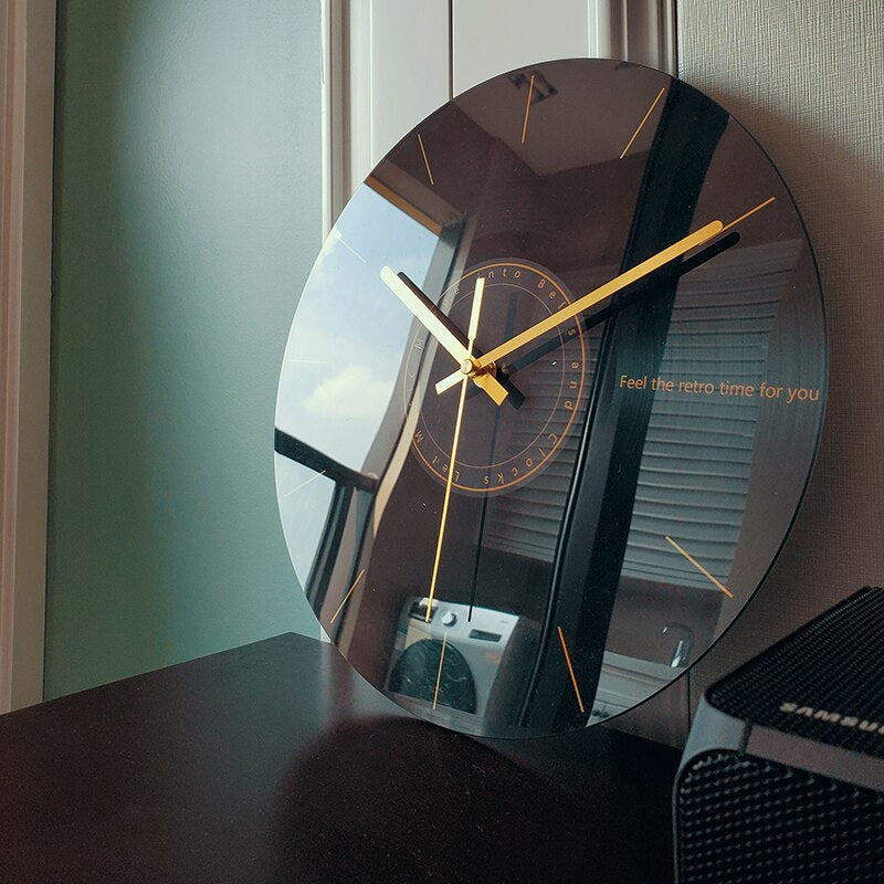 Glass Wall Clock with Artistic Pattern – 30–35 cm