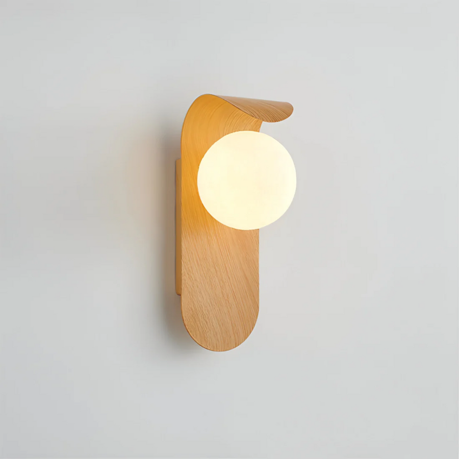 Wooden Wall Light with Glass Globe