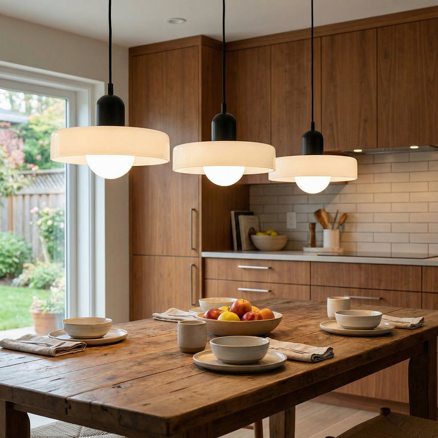 Three-Light Bauhaus Glass Pendant – G9 Warm White