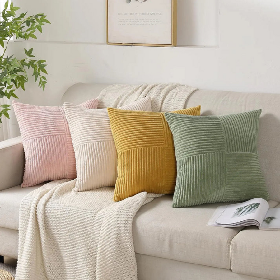 Ribbed Plush Cushion with Zip – 45 × 45 cm