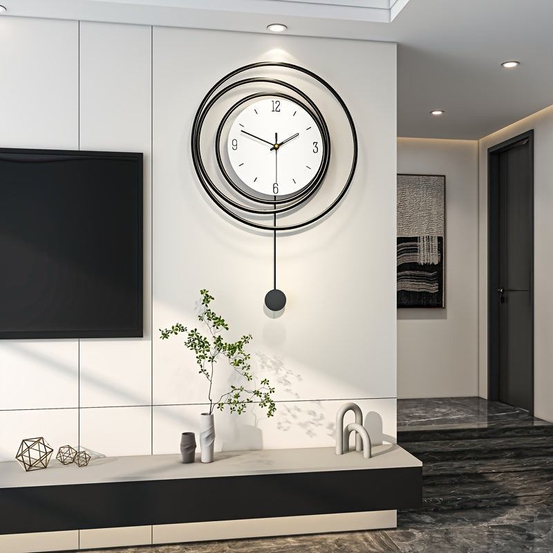 Large Black Metal Wall Clock – 72 × 45 cm