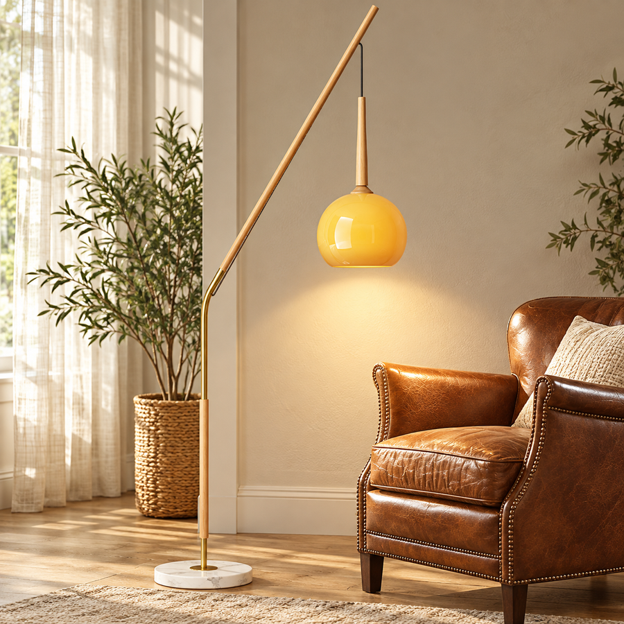 Glass Globe Floor Lamp – Vintage Style, E26