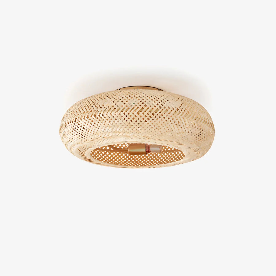 Woven Bamboo Ceiling Fan with Light – E26/E27, 45 cm