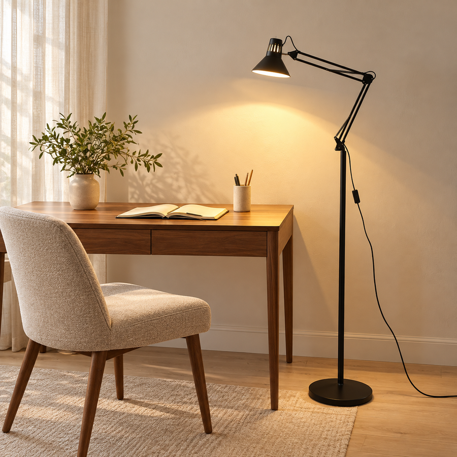 Adjustable Swivel Floor Lamp – Iron Frame, E26