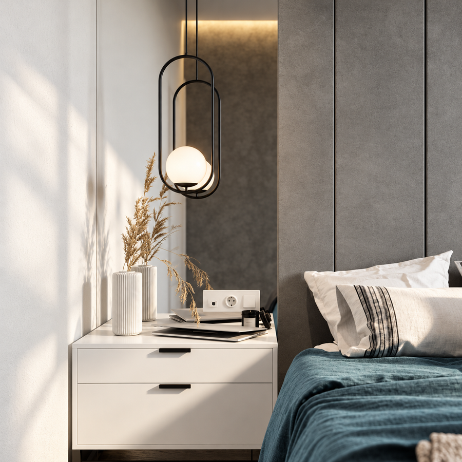 Glass Globe Pendant Light with Metal Fitting – E26/E27