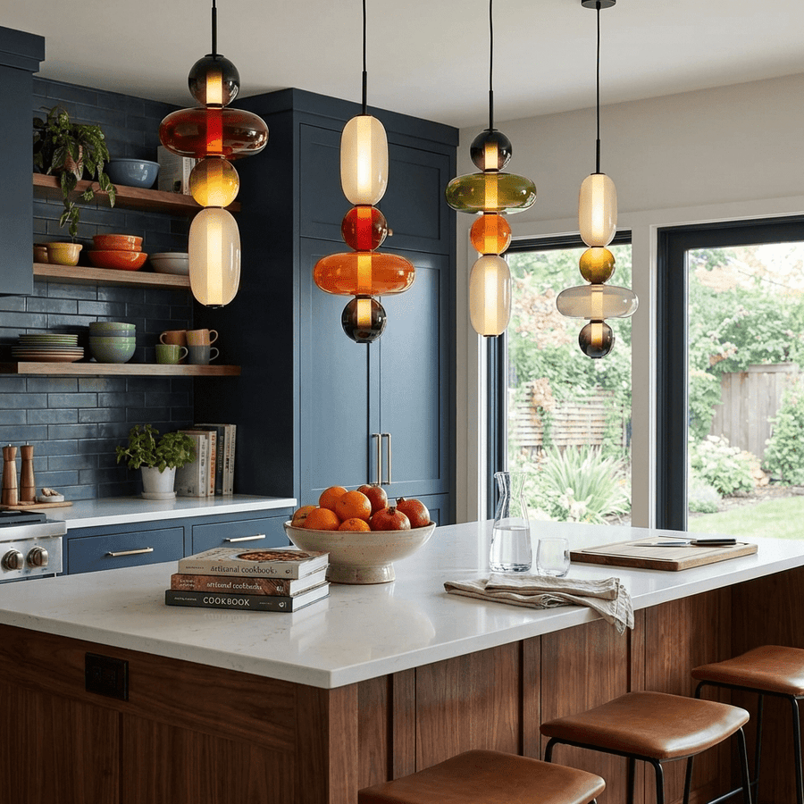 Tinted Glass LED Pendant Light – Colour and Shape Options