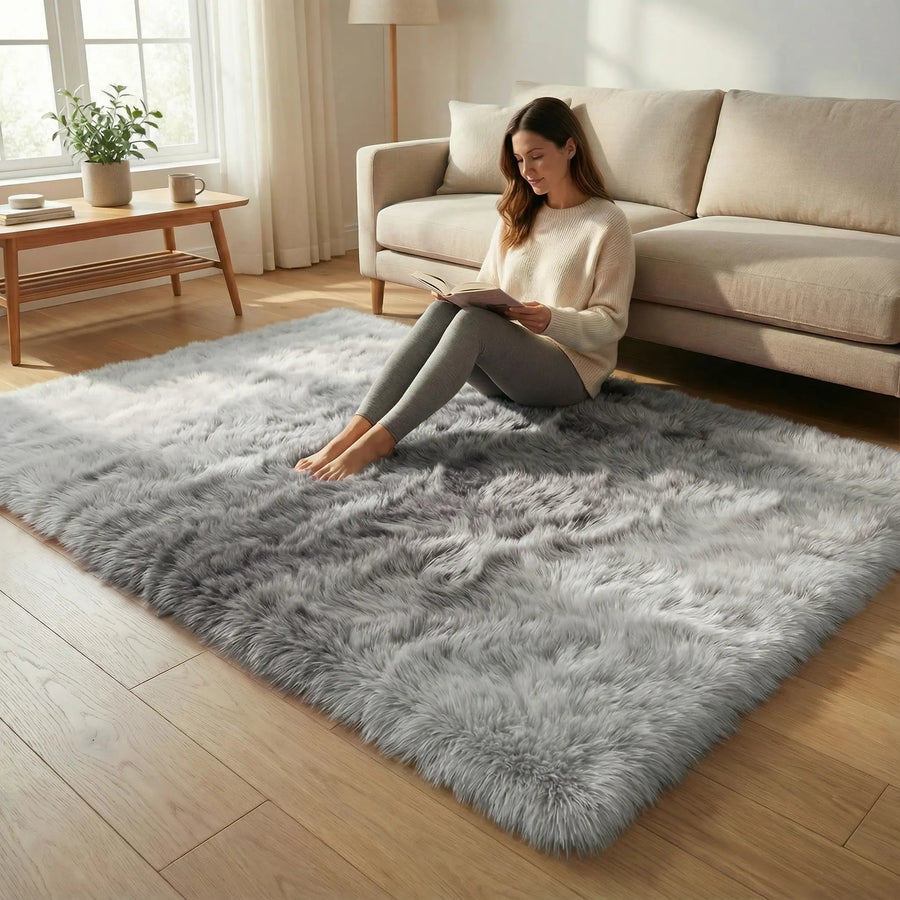 Gradient Plush Rug – High Pile, Non-Slip Backing