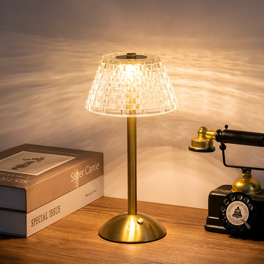 Rechargeable Vintage-Style Glass Table Lamp