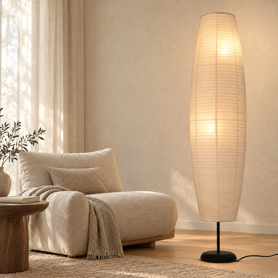 Tall Paper Floor Lamp – Two E14 Fittings