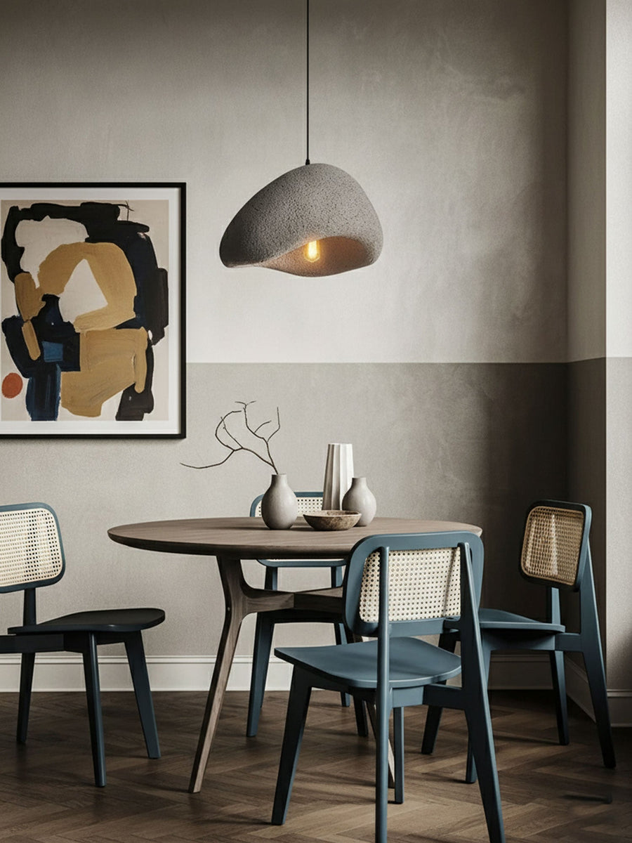 Rounded White or Grey Pendant Light – Polymer Shade, E26/E27