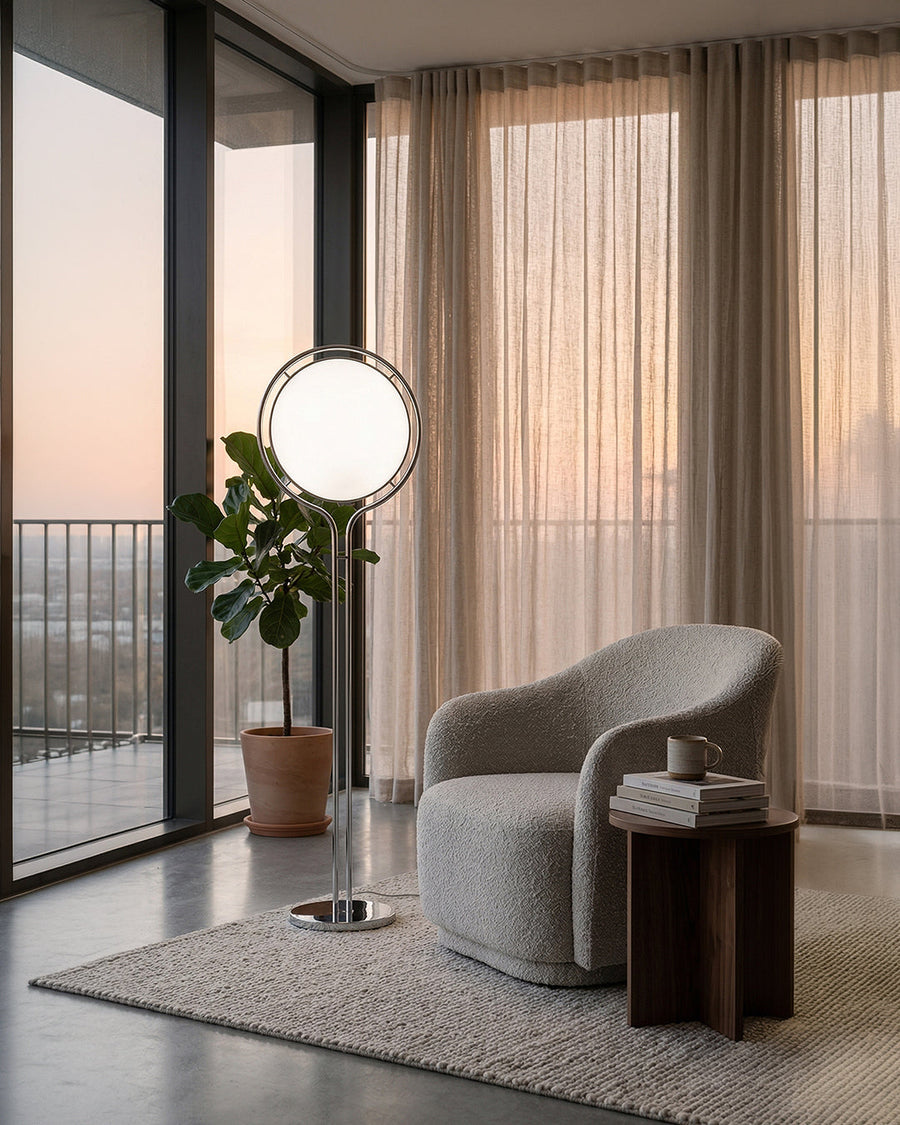 Chrome Globe Floor or Table Lamp – Acrylic Shades, E27