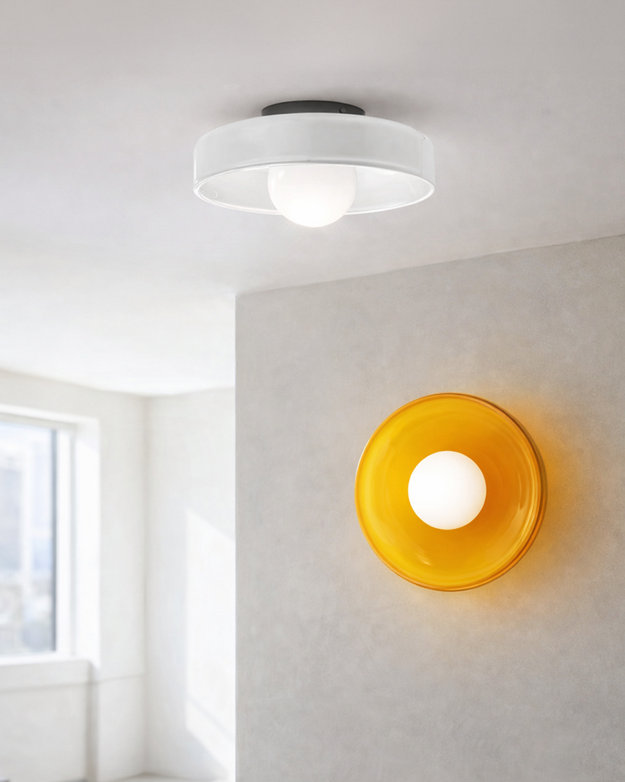 Round Glass Wall or Ceiling Light – G9 Bulb Included