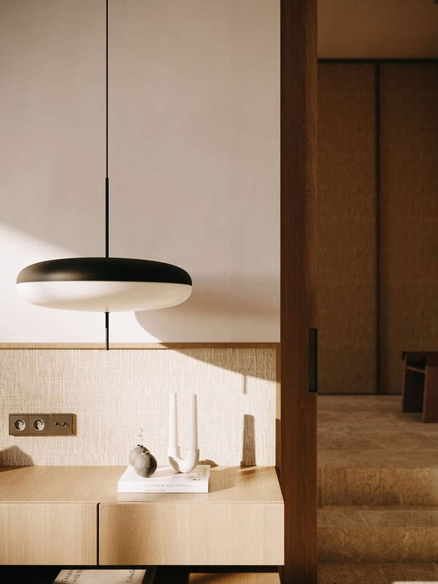 Opal Disc Pendant Light with Polymer Shade – E26/E27