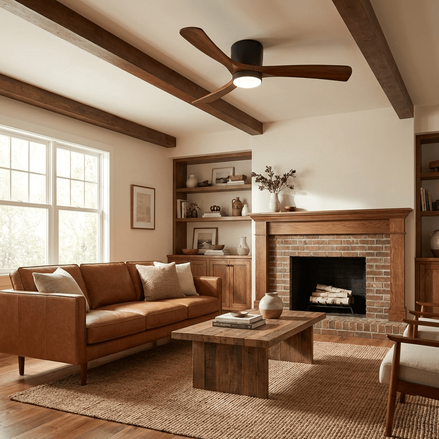 Solid Wood Ceiling Fan with LED Light – Multiple Sizes