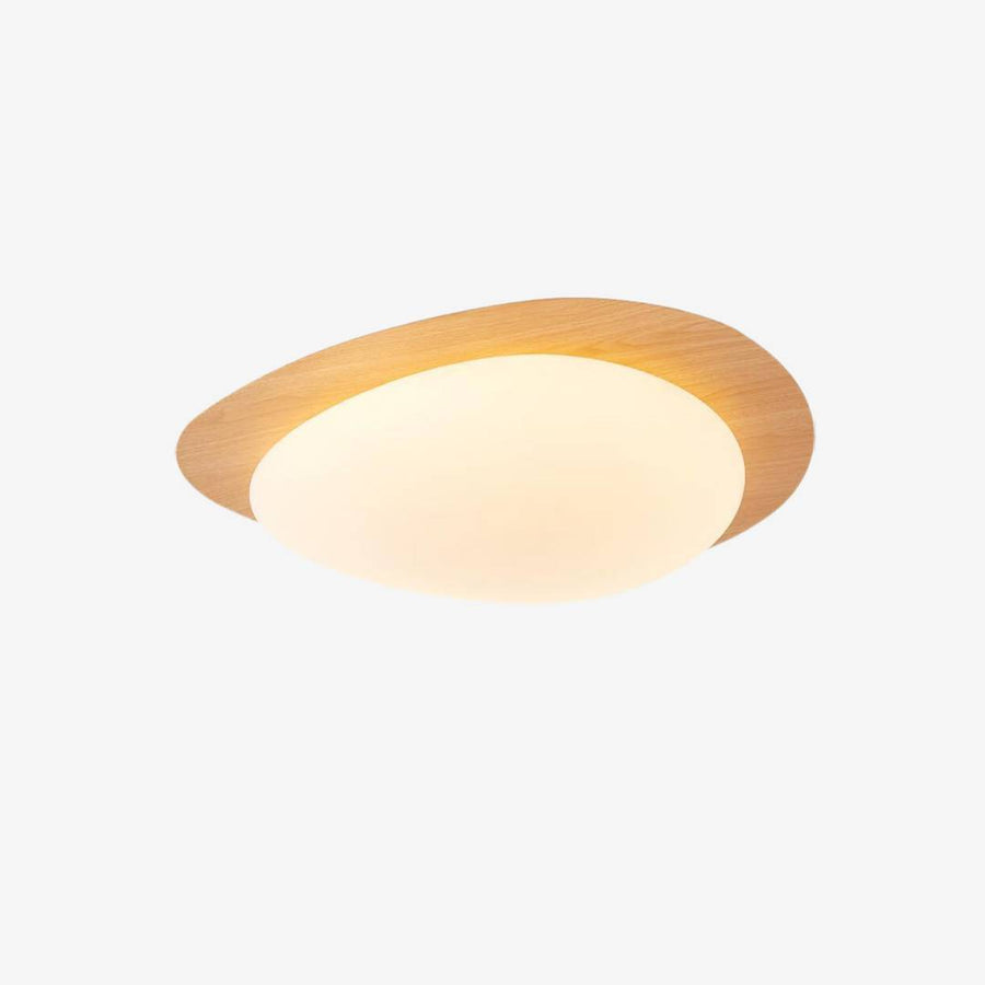 Pebble-Shaped LED Ceiling Light – Wood-Effect Finish