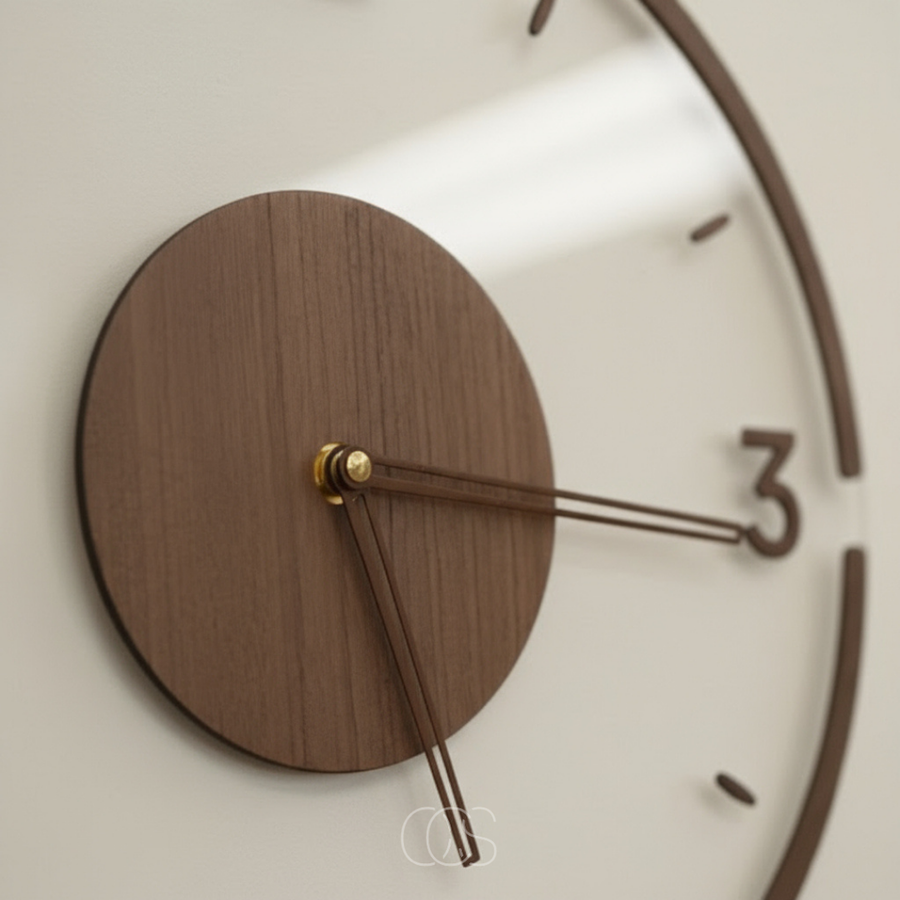 Scandinavian Wood Wall Clock – Non-Ticking, 35 cm