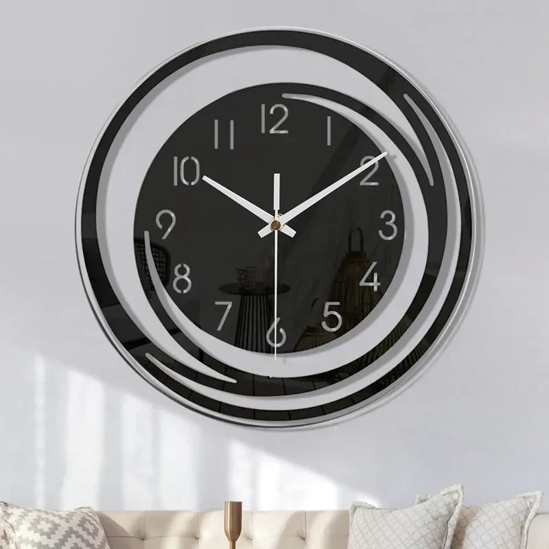 Black Acrylic Wall Clock – Geometric Design