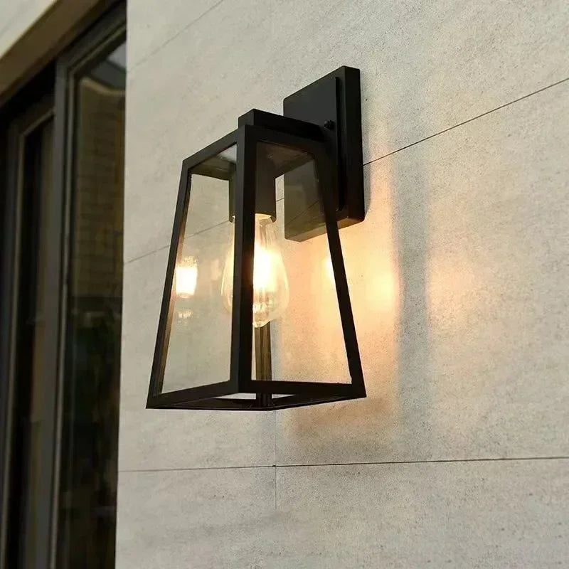 Black Outdoor Wall Lantern with E27 Bulb Fitting – IP65, 31 cm