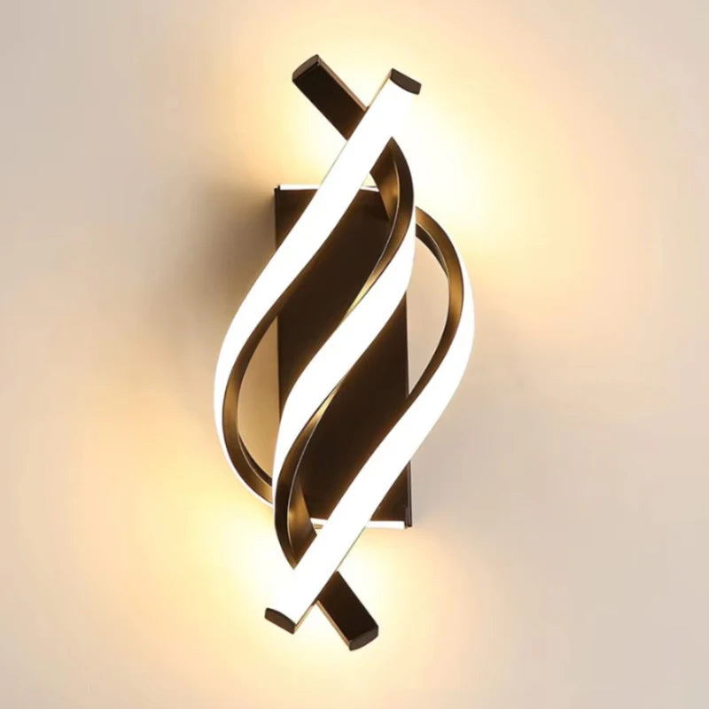 Curved Spiral LED Wall Light for Indoor Use