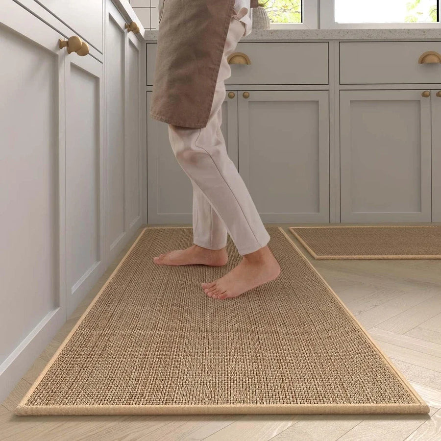 Washable Faux Sisal Kitchen Runner with Rubber Backing