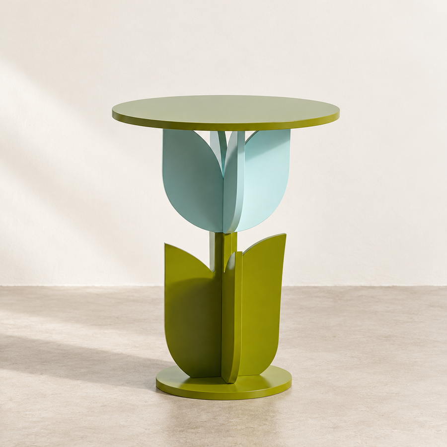 Wooden Tulip Side Table for Living or Bedroom Spaces