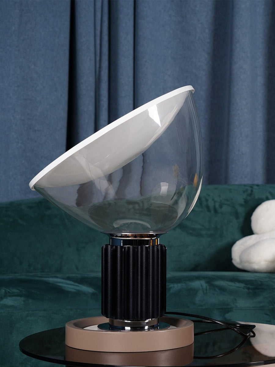 Glass Table Lamp with White Metal Reflector – E26/E27
