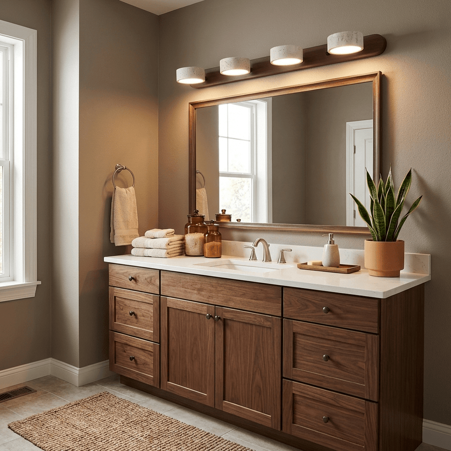 Travertine LED Wall Light with Wood Accents – Two to Four Lights