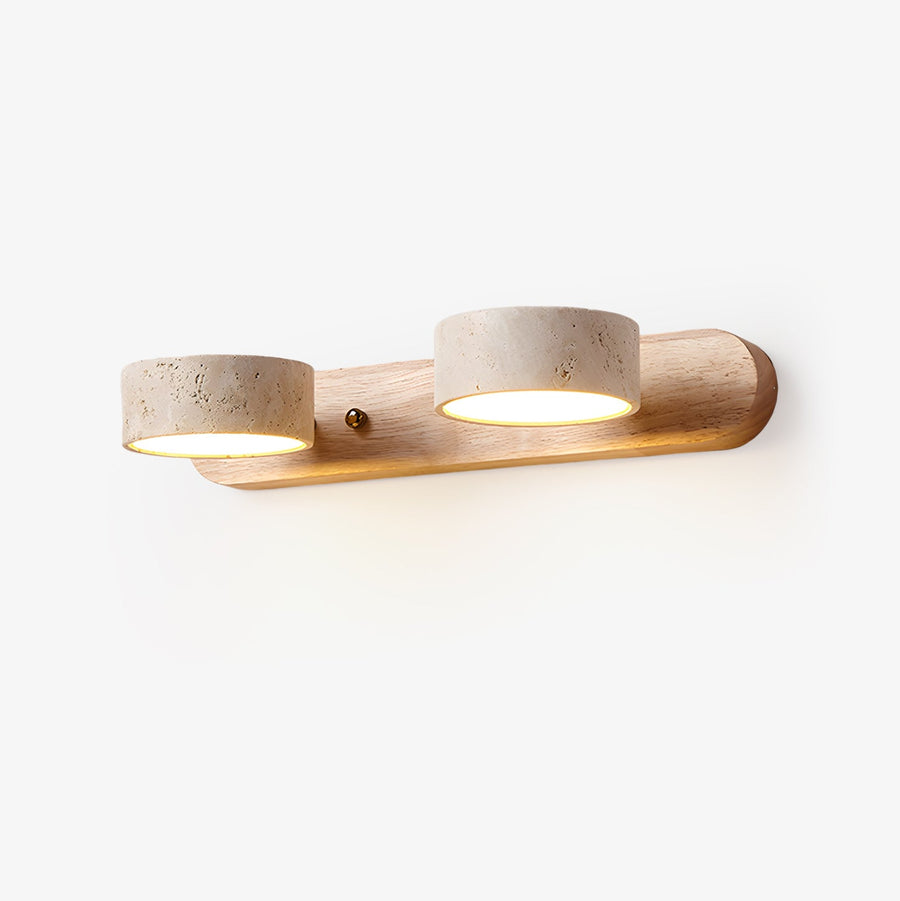 Travertine LED Wall Light with Wood Accents – Two to Four Lights