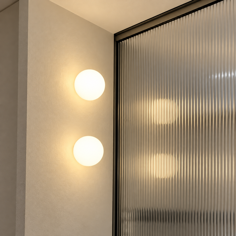 White Glass Globe Wall Light – Smooth or Frosted