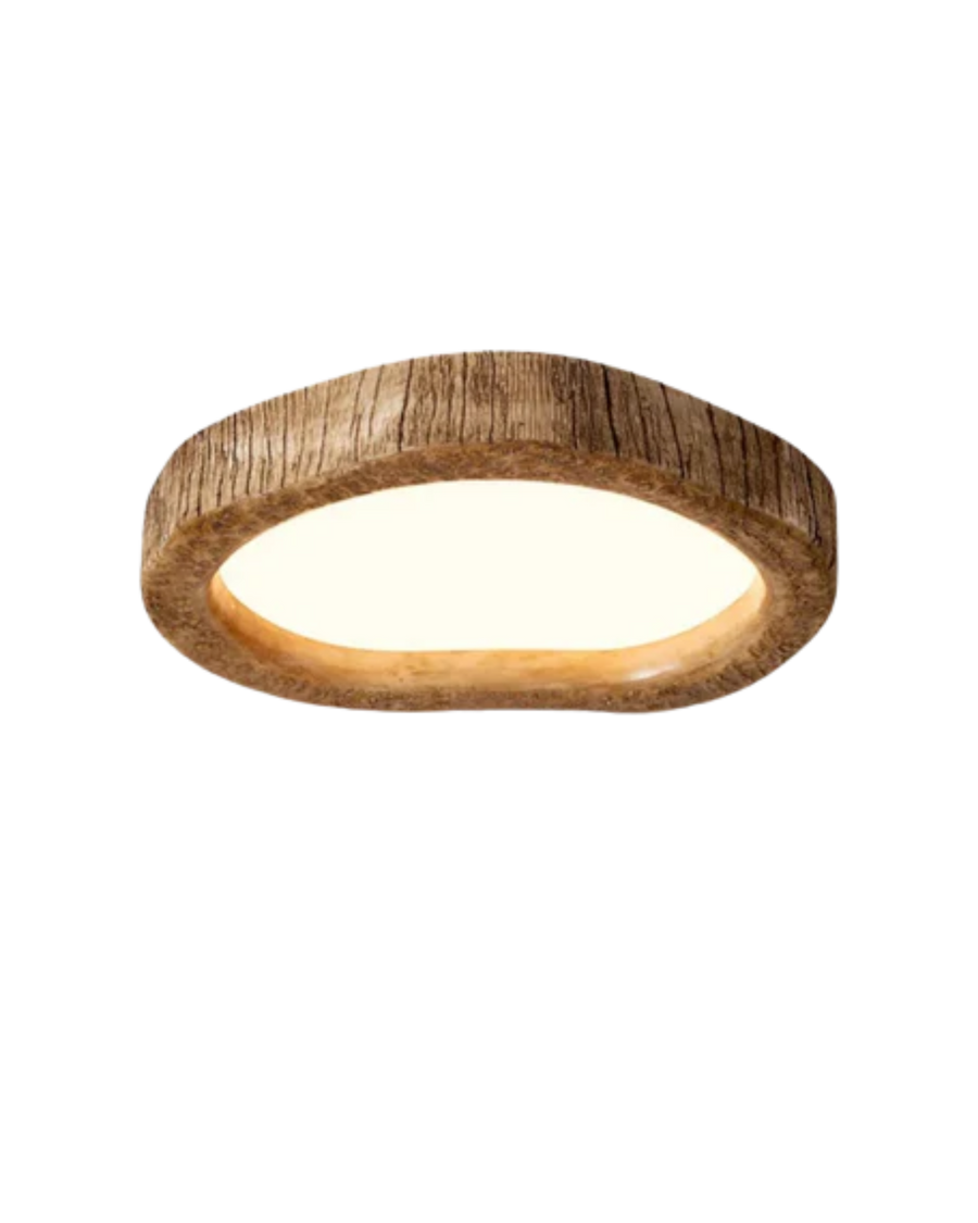 Wood-Look LED Flush Ceiling Light with Organic Shape – 3 Sizes