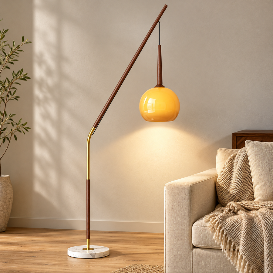 Glass Globe Floor Lamp – Vintage Style, E26