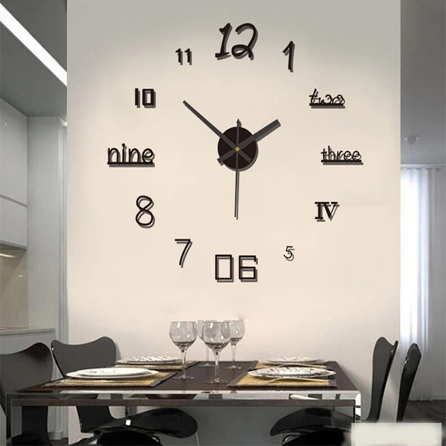 3D Wall Clock with Modern Numbers – Silent Movement