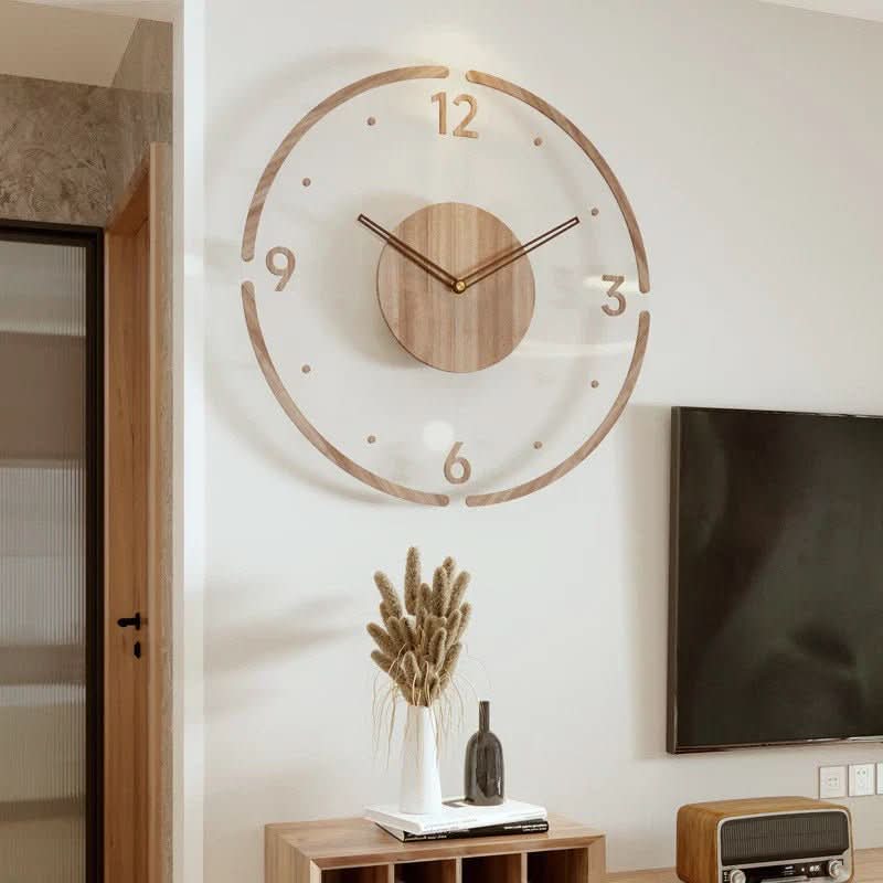 Wooden Quartz Wall Clock – Silent, 35 cm