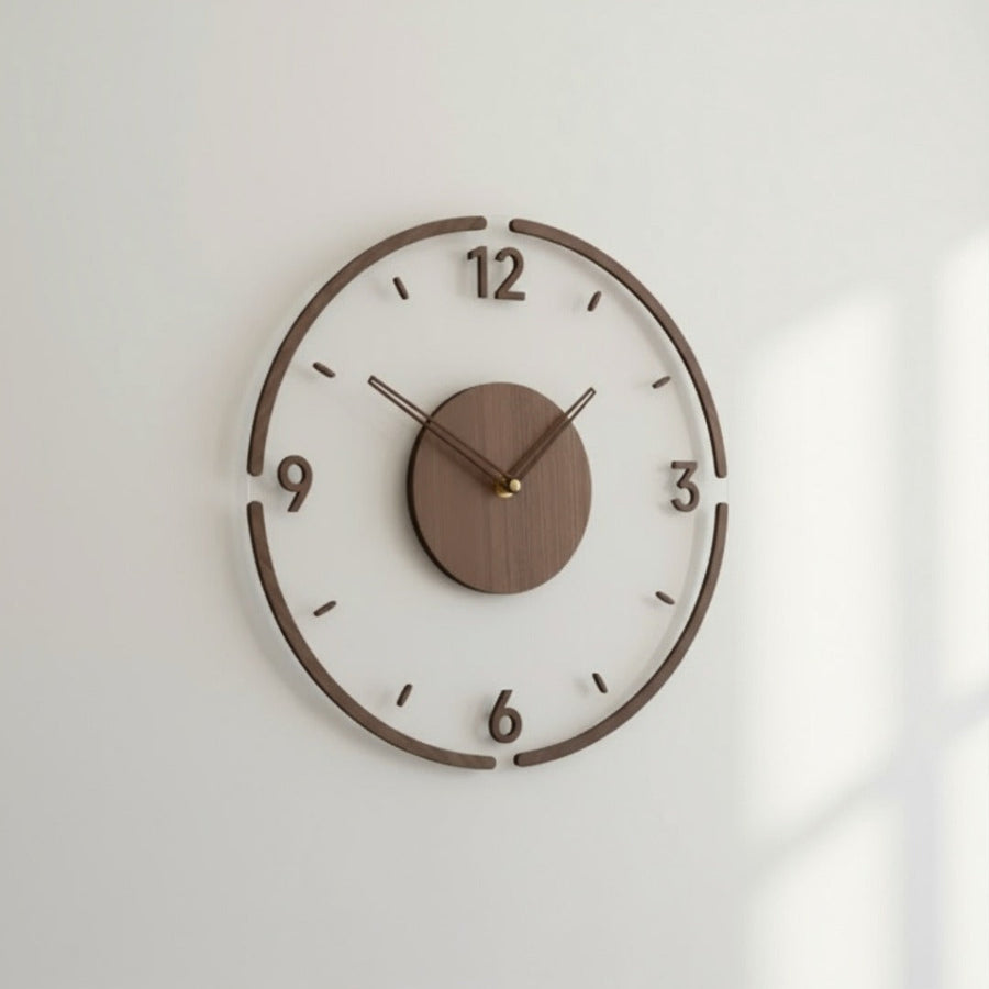 Scandinavian Wood Wall Clock – Non-Ticking, 35 cm