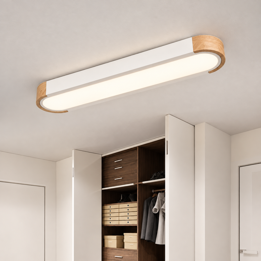 Wood and Metal LED Ceiling Light – Remote Dimmable Option