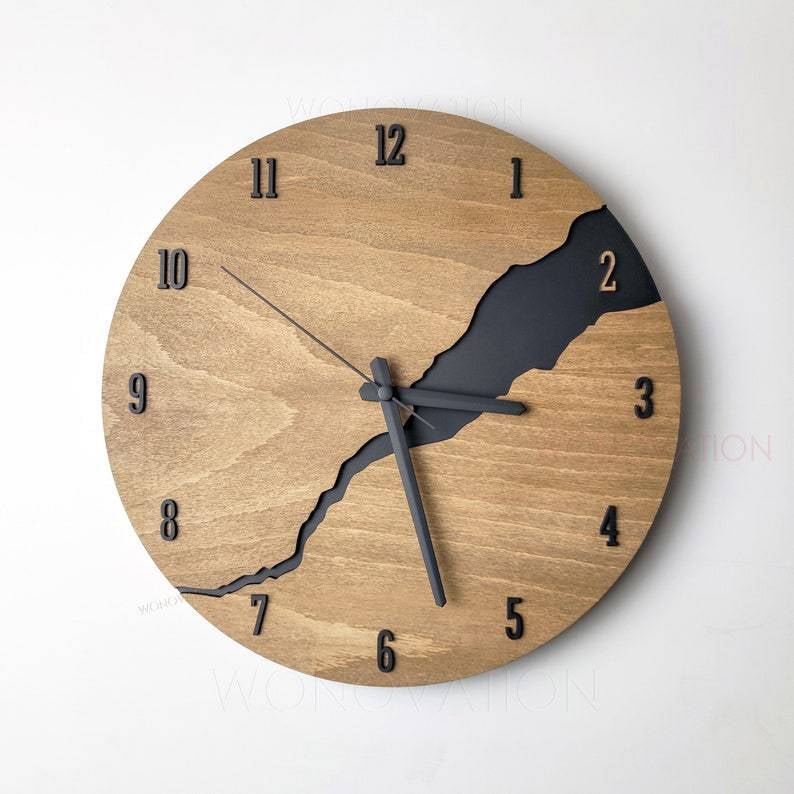 Square Wooden Wall Clock – 30 × 30 cm