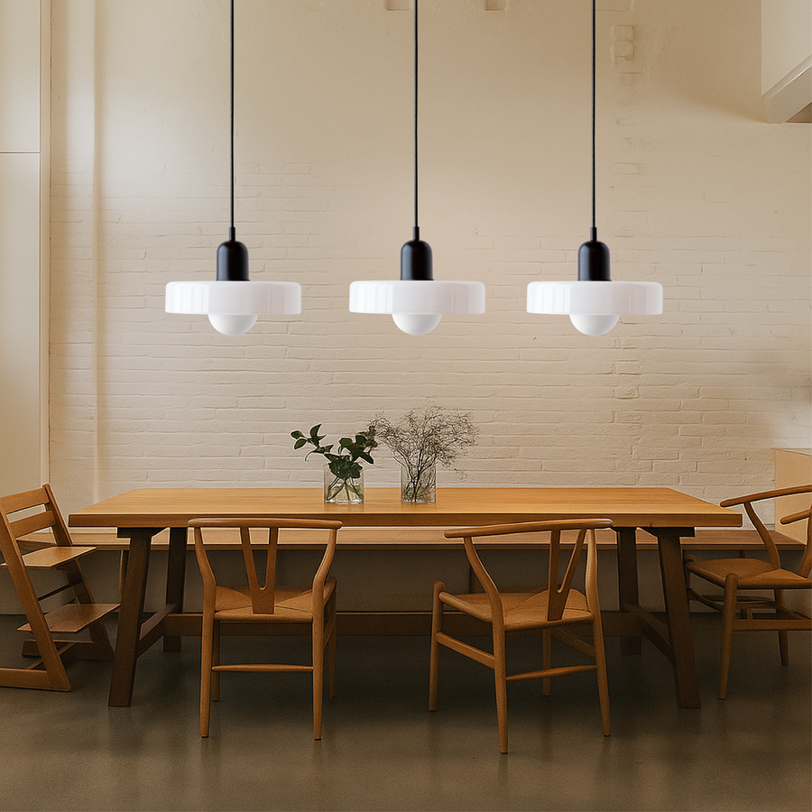 Three-Light Bauhaus Glass Pendant – G9 Warm White