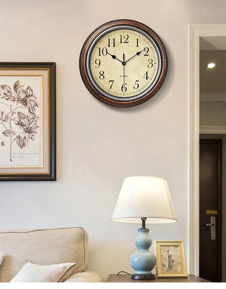 Classic Wooden Wall Clock – Silent Movement, 30 cm