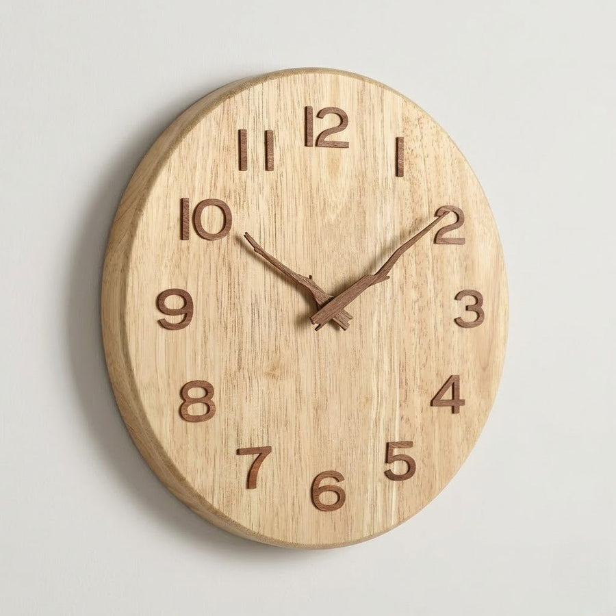 Natural Wooden Wall Clock – Silent Movement