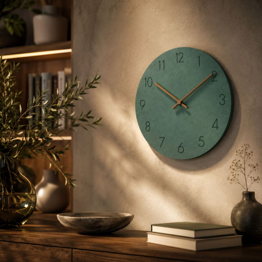 Round Wooden Wall Clock – Silent Movement, 29 cm