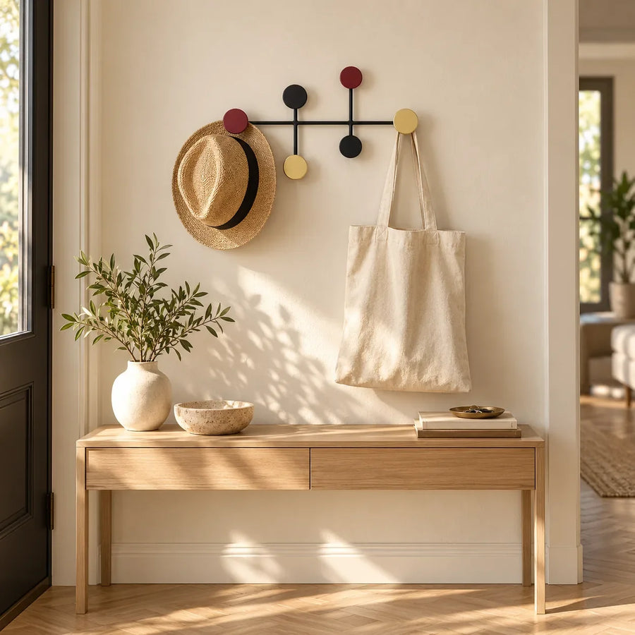 Colourful Wall Coat Rack with 6 Round Hooks – 37 cm
