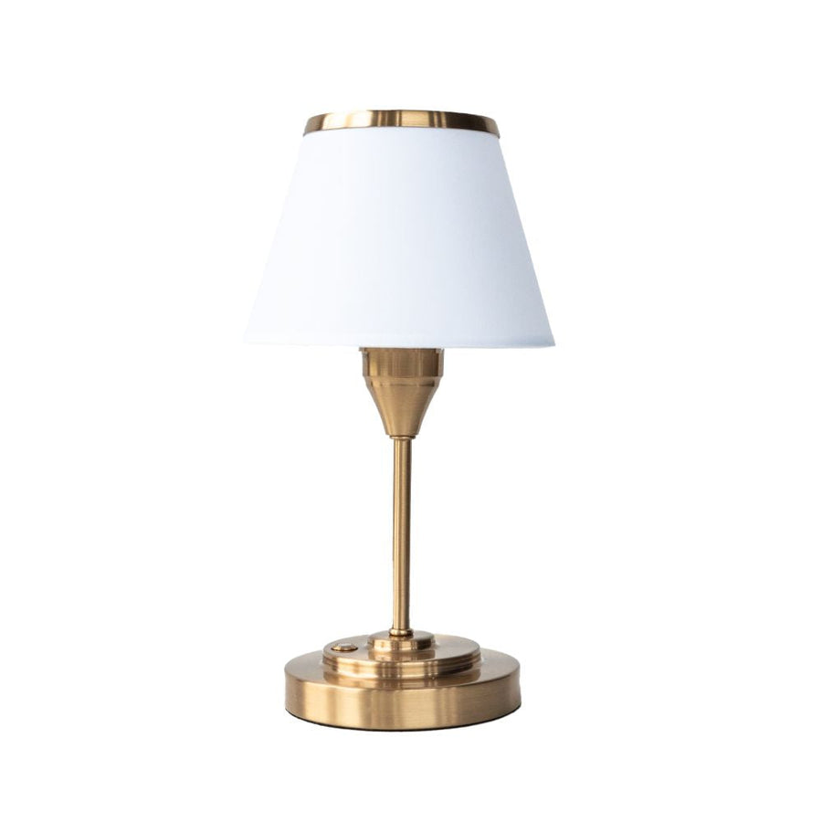 Rechargeable Fabric Shade Table Lamp, Gold Base – 28.5 cm