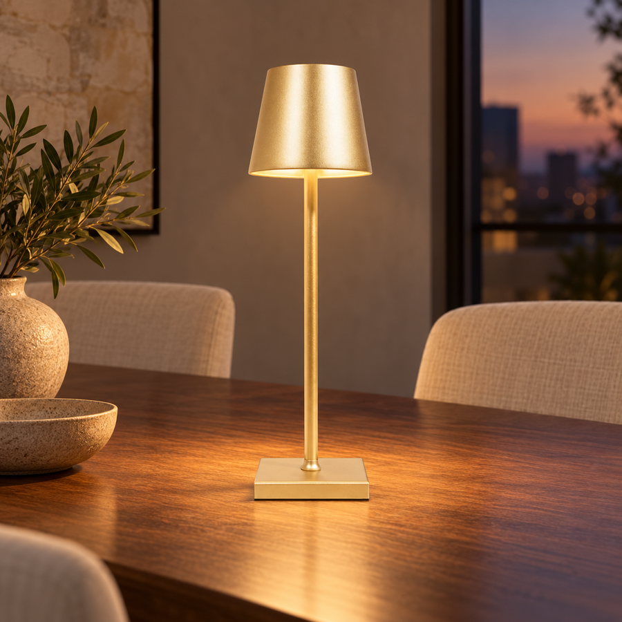 Rechargeable LED Table Lamp with Touch Dimmer – 38 cm in a warm modern interior