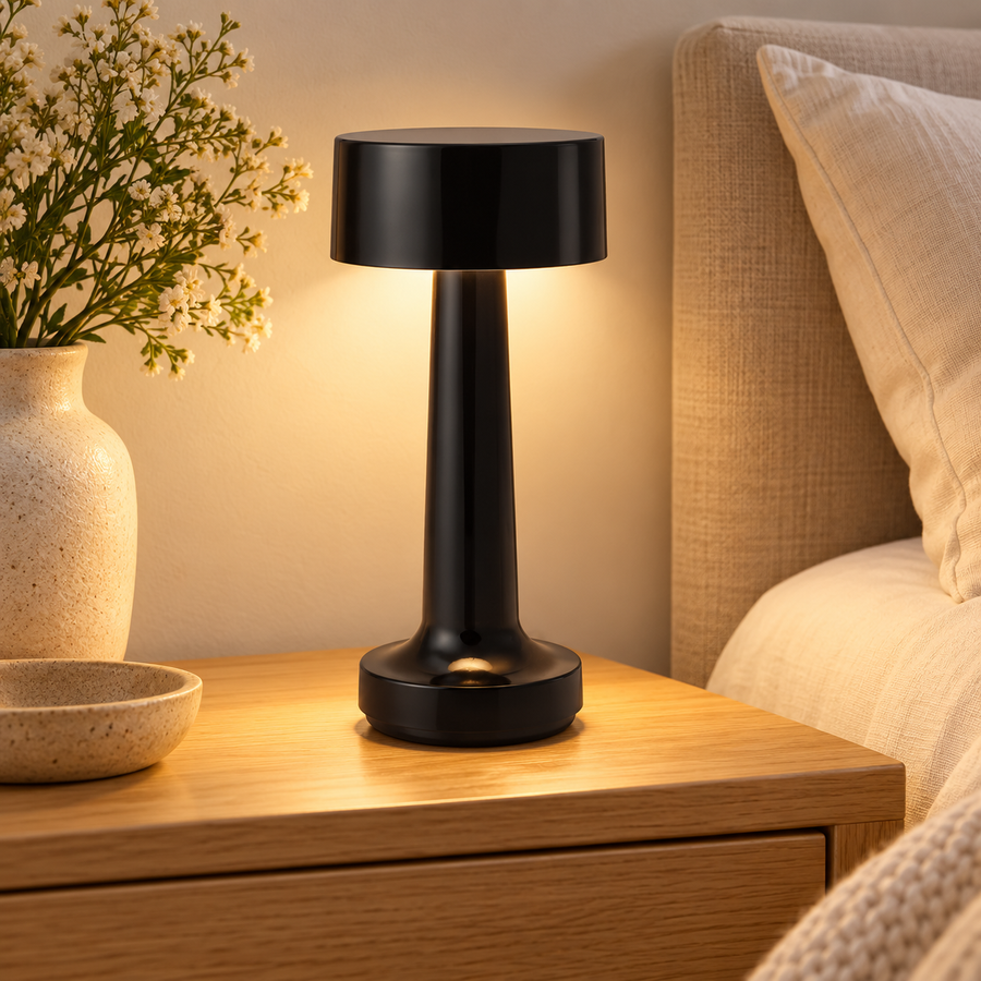 Rechargeable Touch Table Lamp with 3 Light Colours – 21 cm in a warm modern interior