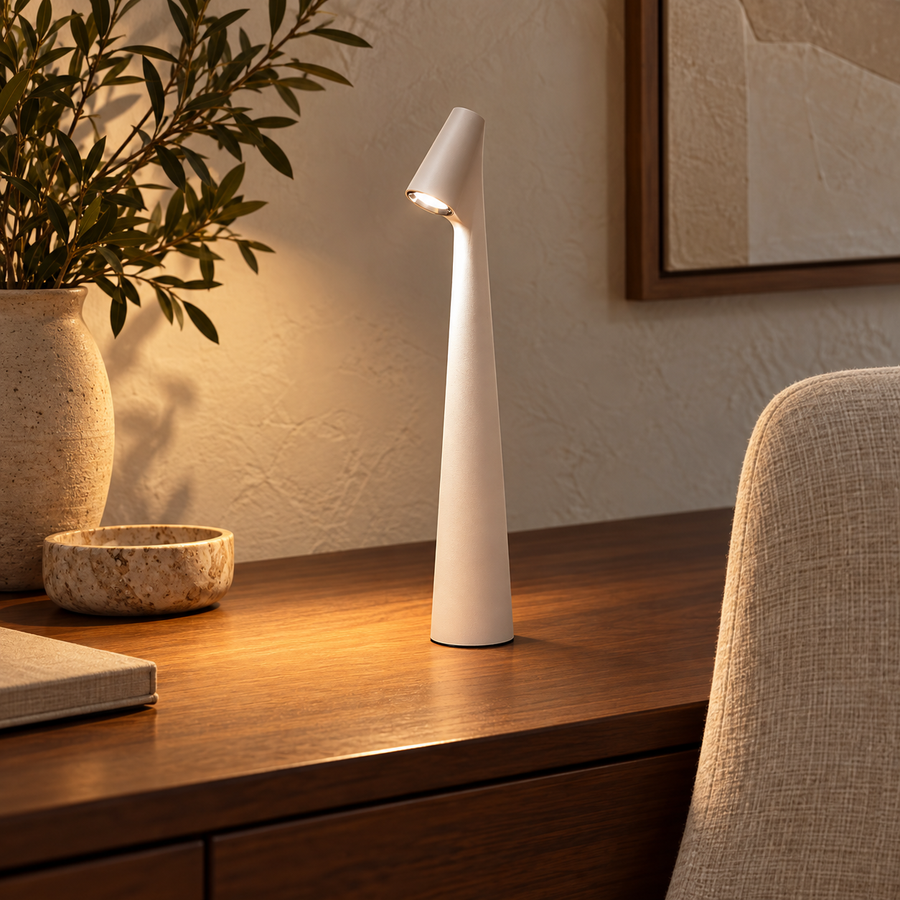 Sculptural Rechargeable LED Table Lamp – 33 or 43 cm in a warm modern interior
