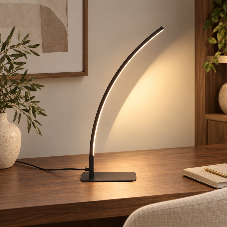 Dimmable Arc LED Desk Lamp with Adjustable White Light – 51 cm in a modern home setting